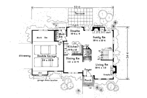 Floor Plan - Main Floor for Colonial House Plan #3-335 - 4 bed, 2.5 bath