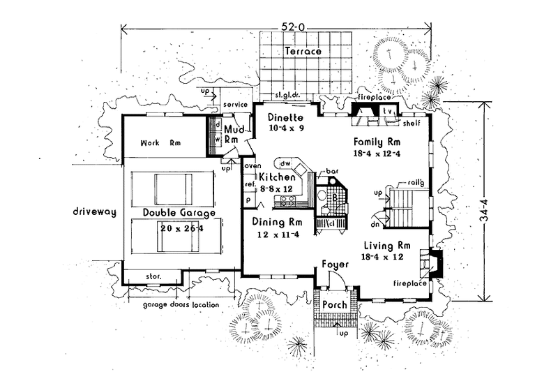 Dream House Plan - Floor Plan - Main Floor for Colonial House Plan #3-335 - 4 bed, 2.5 bath