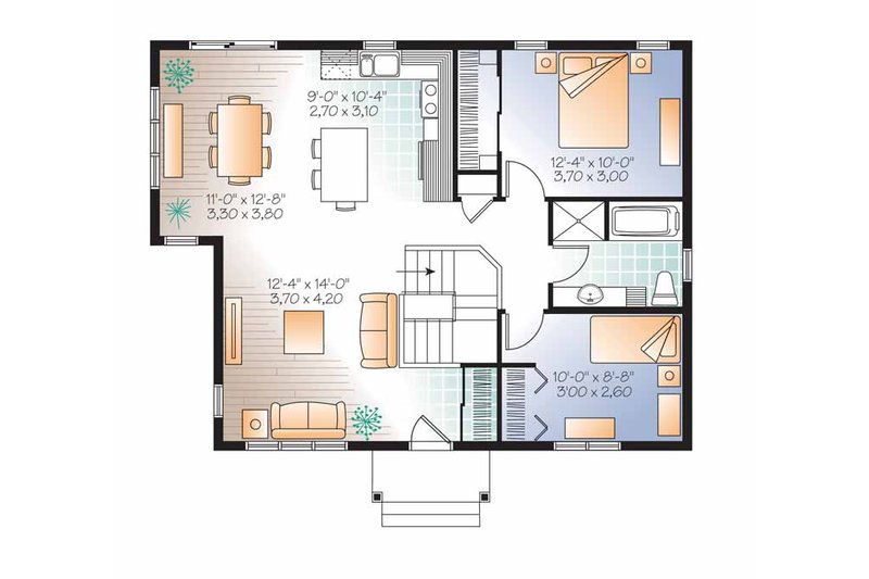Dream House Plan - Floor Plan - Main Floor for Traditional House Plan #23-2520 - 2 bed, 1 bath
