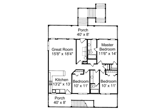 Floor Plan - Main Floor for Country House Plan #37-237 - 3 bed, 2 bath