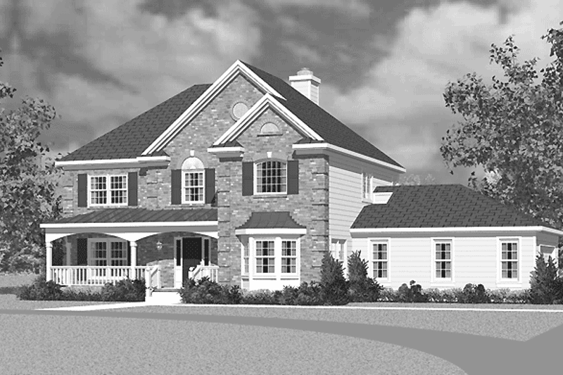 Home Plan - Exterior - Front Elevation for Country House Plan #72-1102 - 3 bed, 2.5 bath