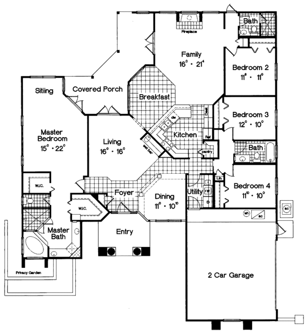 Architectural House Design - Mediterranean Floor Plan - Main Floor Plan #417-762