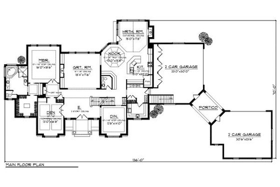 Floor Plan - Main Floor for European House Plan #70-887 - 4 bed, 3.5 bath