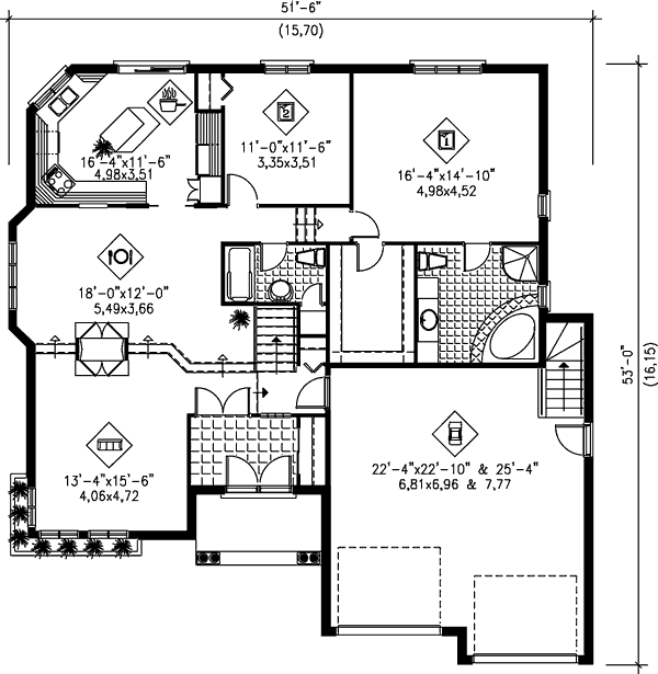 Traditional Floor Plan - Main Floor Plan #25-1065