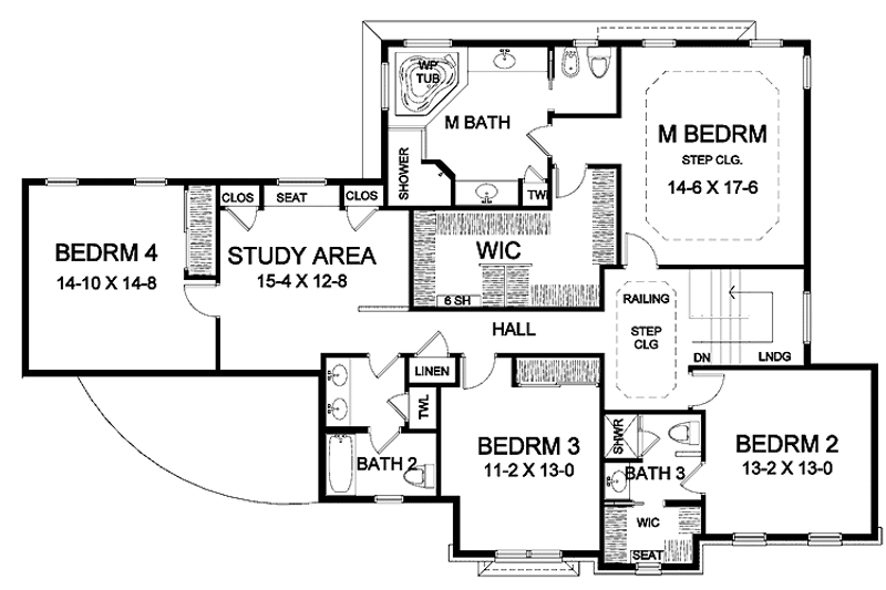 Home Plan - Floor Plan - Upper Floor for Classical House Plan #328-377 - 4 bed, 3.5 bath