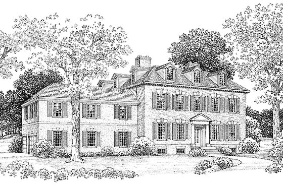 Exterior - Front Elevation 3 for Classical House Plan #72-821 - 5 bed, 3 bath