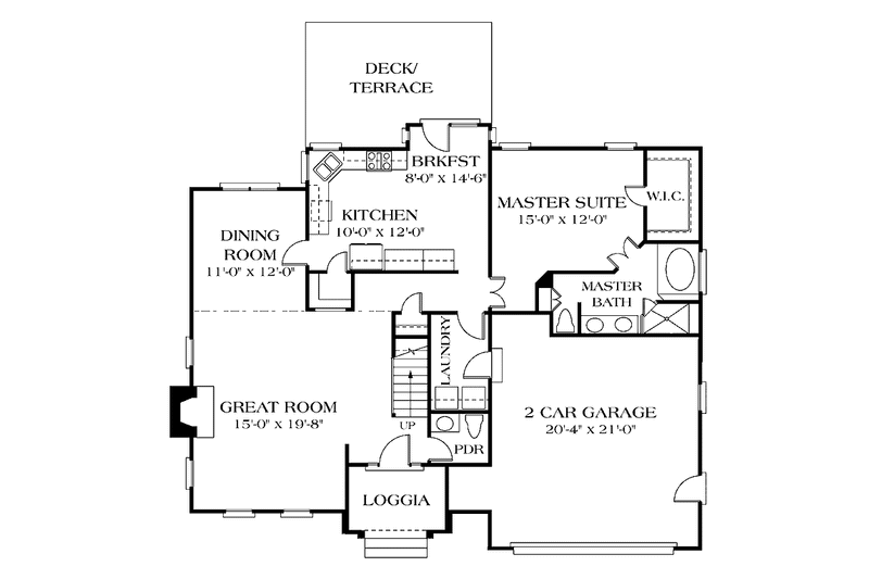 Home Plan - Floor Plan - Main Floor for Traditional House Plan #453-482 - 3 bed, 2.5 bath