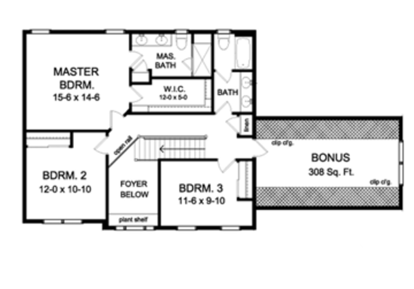 House Design - Colonial Floor Plan - Upper Floor Plan #1010-48