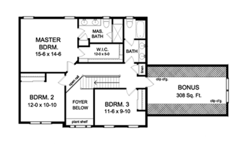 Home Plan - Floor Plan - Upper Floor for Colonial House Plan #1010-48 - 3 bed, 2.5 bath