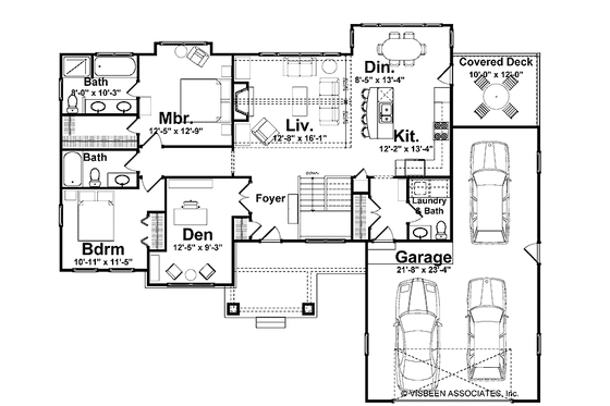 Floor Plan - Main Floor for Craftsman House Plan #928-164 - 2 bed, 2.5 bath
