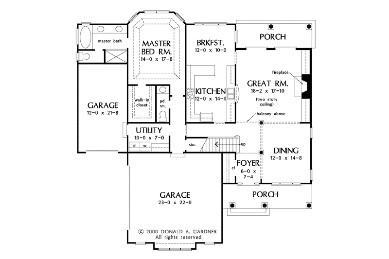 Architectural House Design - Floor Plan - Main Floor for Mediterranean House Plan #929-593 - 4 bed, 2.5 bath