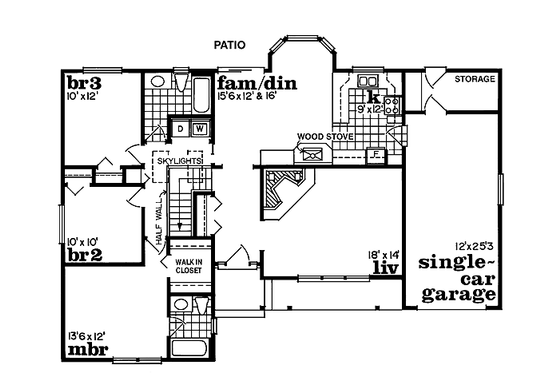 Floor Plan - Main Floor for Traditional House Plan #47-147 - 3 bed, 2 bath