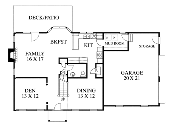 Home Plan - Colonial Floor Plan - Main Floor Plan #1053-18