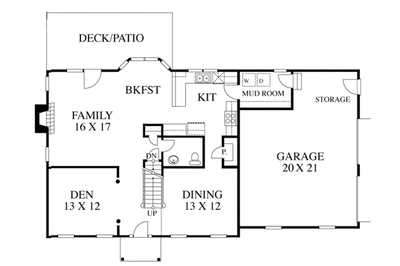 Dream House Plan - Floor Plan - Main Floor for Colonial House Plan #1053-18 - 3 bed, 2.5 bath