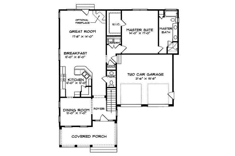 Architectural House Design - Floor Plan - Main Floor for Country House Plan #413-896 - 3 bed, 2.5 bath