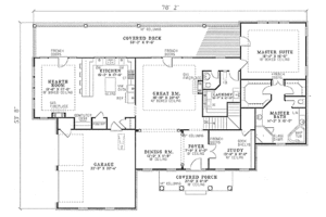 Floor Plan - Main Floor for Traditional House Plan #17-169 - 3 bed, 3.5 bath