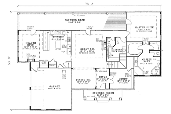 Floor Plan - Main Floor for Traditional House Plan #17-169 - 3 bed, 3.5 bath