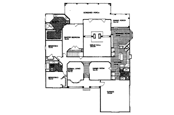 Floor Plan - Main Floor for Country House Plan #30-262 - 3 bed, 3 bath