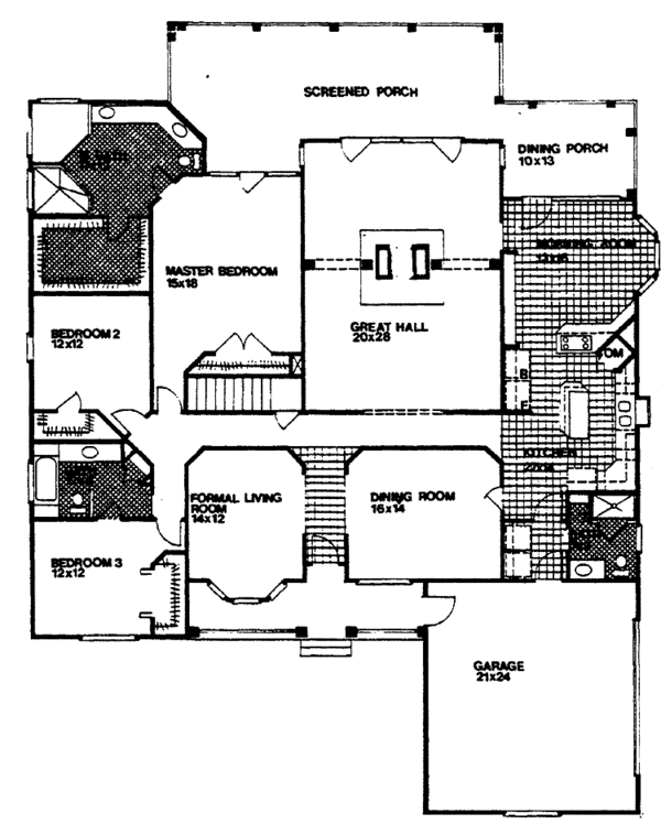 Architectural House Design - Country Floor Plan - Main Floor Plan #30-262