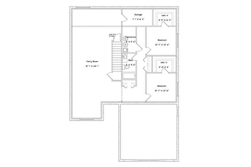 House Design - Floor Plan - Lower Floor for Ranch House Plan #1060-9 - 5 bed, 3 bath