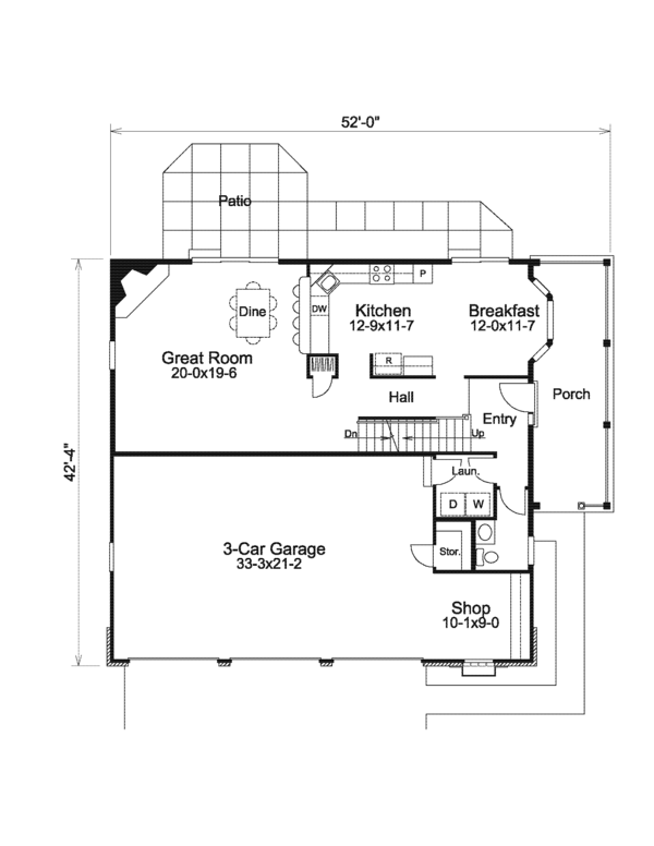 Country Floor Plan - Main Floor Plan #57-578