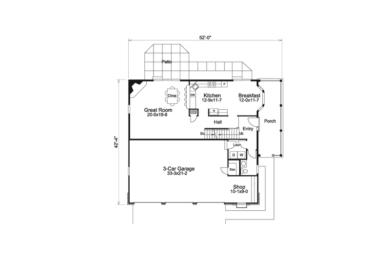 Home Plan - Floor Plan - Main Floor for Country House Plan #57-578 - 3 bed, 3.5 bath