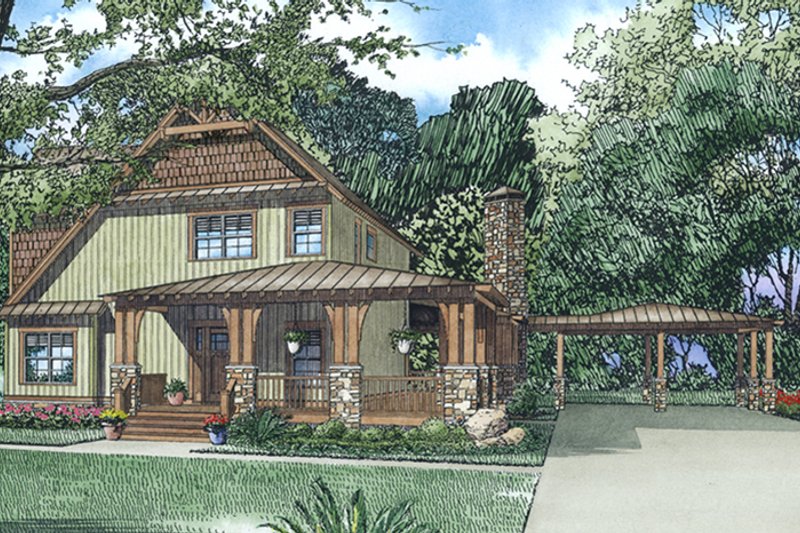 Architectural House Design - Exterior - Front Elevation 3 for Craftsman House Plan #17-3382 - 3 bed, 3.5 bath