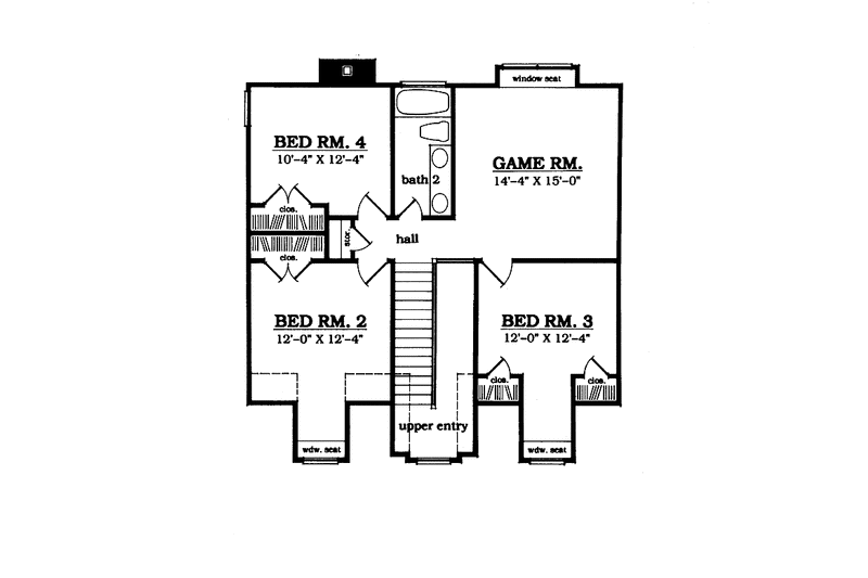 House Blueprint - Floor Plan - Upper Floor for Country House Plan #42-680 - 4 bed, 2.5 bath