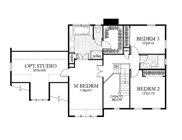 House Design - Classical Floor Plan - Upper Floor Plan #1029-1