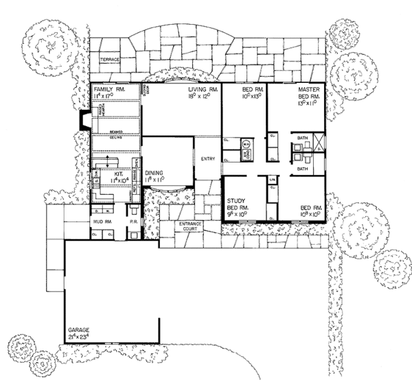House Blueprint - Tudor Floor Plan - Main Floor Plan #72-592