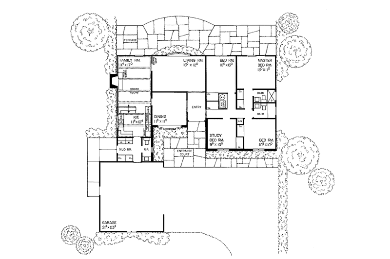 Home Plan - Floor Plan - Main Floor for Tudor House Plan #72-592 - 3 bed, 2.5 bath