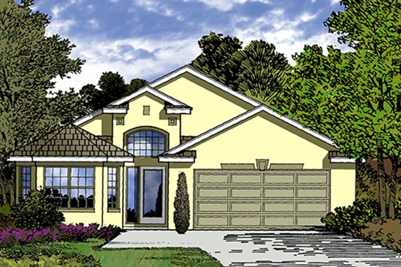 Home Plan - Exterior - Front Elevation 4 for Mediterranean House Plan #417-824 - 4 bed, 2 bath