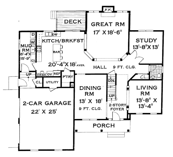 House Plan Design - Classical Floor Plan - Main Floor Plan #3-268