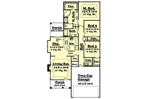 Floor Plan - Main Floor for Cottage House Plan #430-21 - 3 bed, 2 bath
