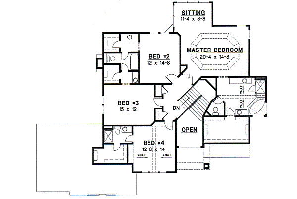 Traditional Floor Plan - Upper Floor Plan #67-591