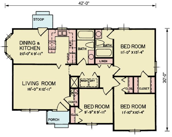 Architectural House Design - Traditional Floor Plan - Main Floor Plan #54-662