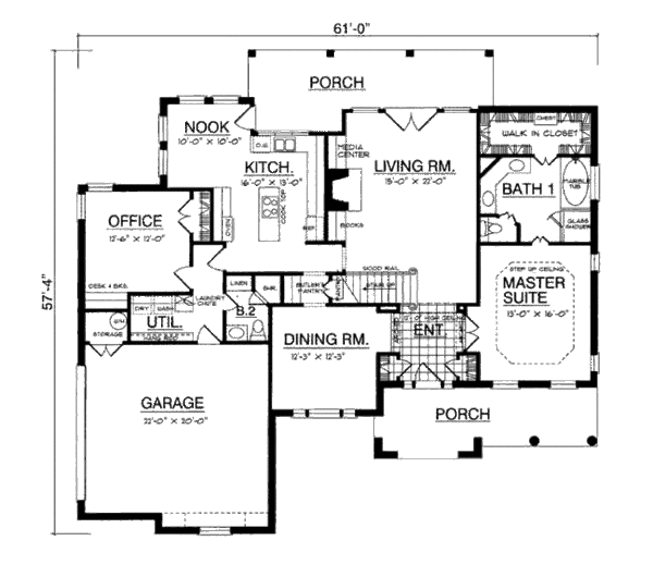 Dream House Plan - European Floor Plan - Main Floor Plan #40-224