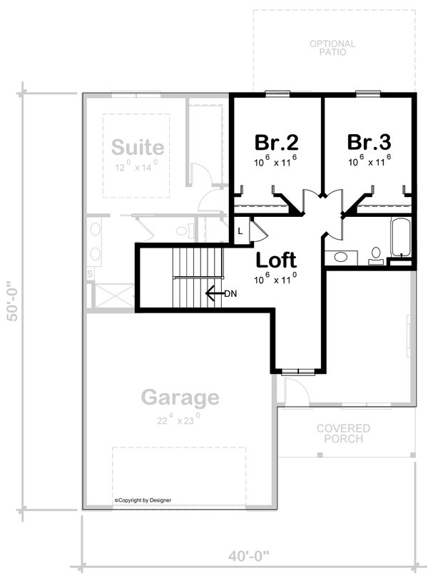 House Blueprint - Cottage Floor Plan - Upper Floor Plan #20-2486