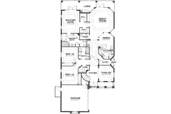 Floor Plan - Main Floor for Classical House Plan #115-184 - 5 bed, 4.5 bath