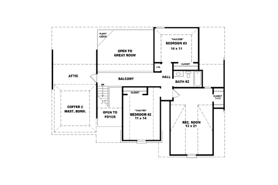 Floor Plan - Upper Floor for Traditional House Plan #81-13892 - 3 bed, 2.5 bath