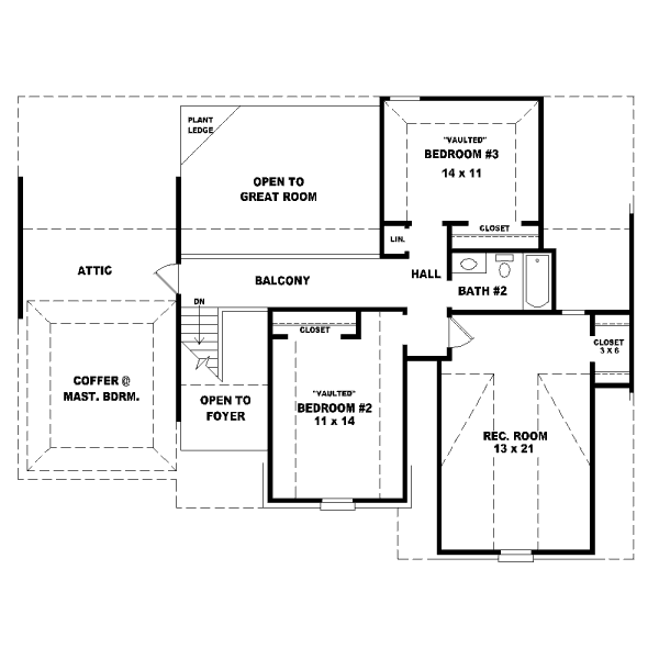 Traditional Floor Plan - Upper Floor Plan #81-13892