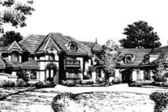 Exterior - Front Elevation for European House Plan #135-105 - 5 bed, 5 bath