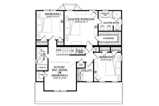 Floor Plan - Upper Floor for Cottage House Plan #137-268 - 3 bed, 2.5 bath