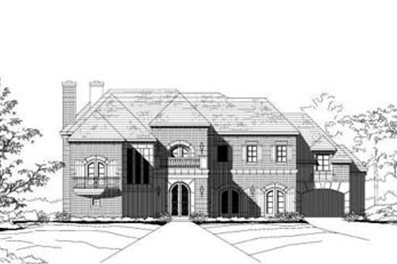 Exterior - Front Elevation for European House Plan #411-143 - 3 bed, 4.5 bath
