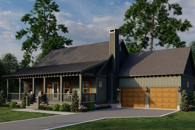 House Blueprint - Exterior - Front Elevation 3 for Country House Plan #17-3450 - 3 bed, 2 bath