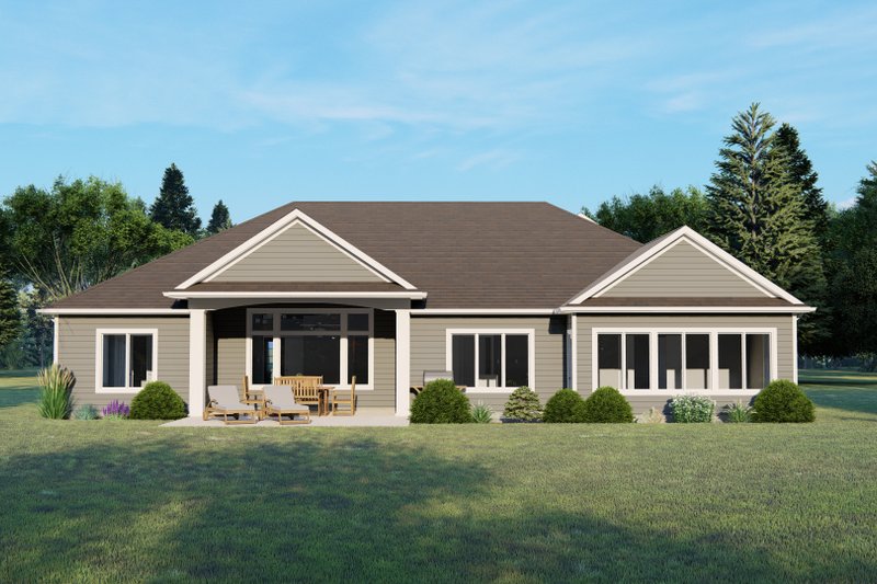 Architectural House Design - Exterior - Rear Elevation for Ranch House Plan #1064-352 - 3 bed, 2.5 bath