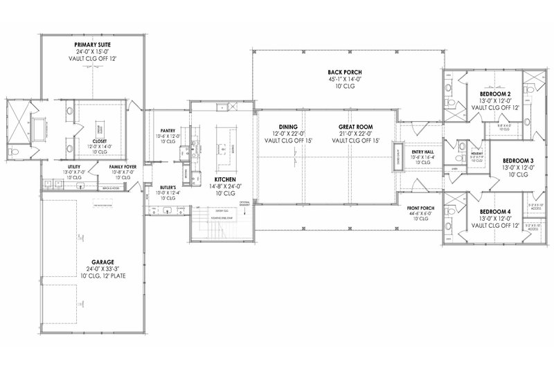 House Blueprint - Floor Plan - Main Floor for Modern House Plan #1096-122 - 4 bed, 4.5 bath