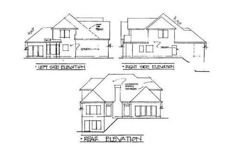 Home Plan - Exterior - Rear Elevation for European House Plan #56-186 - 4 bed, 2.5 bath