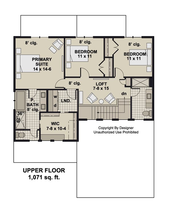 Bungalow Floor Plan - Upper Floor Plan #51-1370