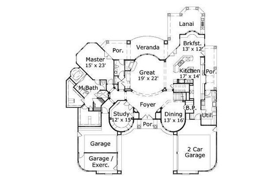 Floor Plan - Main Floor for European House Plan #411-485 - 3 bed, 3.5 bath